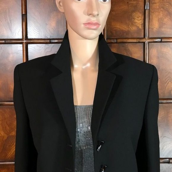 Kasper Portofino Black Gunmetal Bamboo Button D-Ring Waist Jacket - Picture 8 of 16
